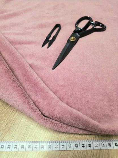Tissu Doudou - Polaire Vieux rose