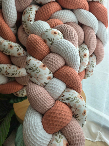 Tresse de lit 4 brins 460cm blanc poudré corail et zada