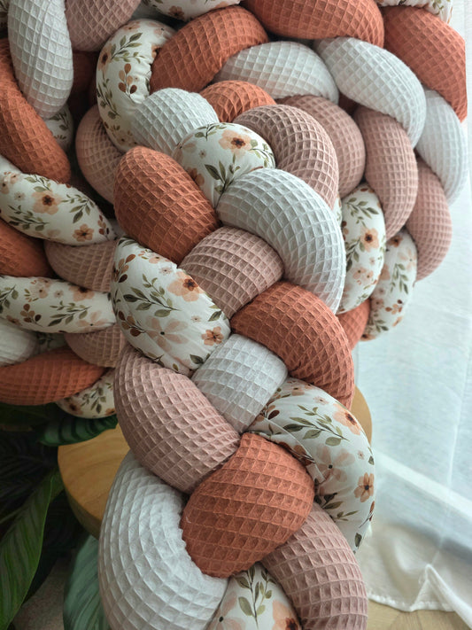 Tresse de lit 4 brins 460cm blanc poudré corail et zada