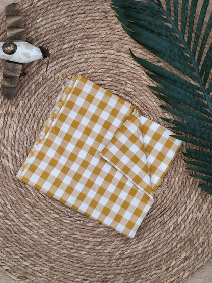 Tissu en coton - Popeline de coton - Motif VIchy Moutarde