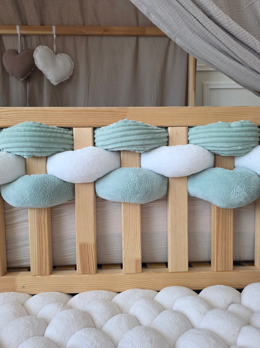Lot de 3 brins - doudou blanc et menthe et côtelé menthe
