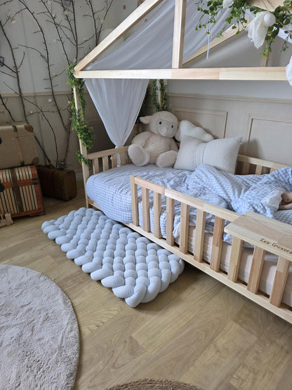 Tapis tressé 100x40cm bleu