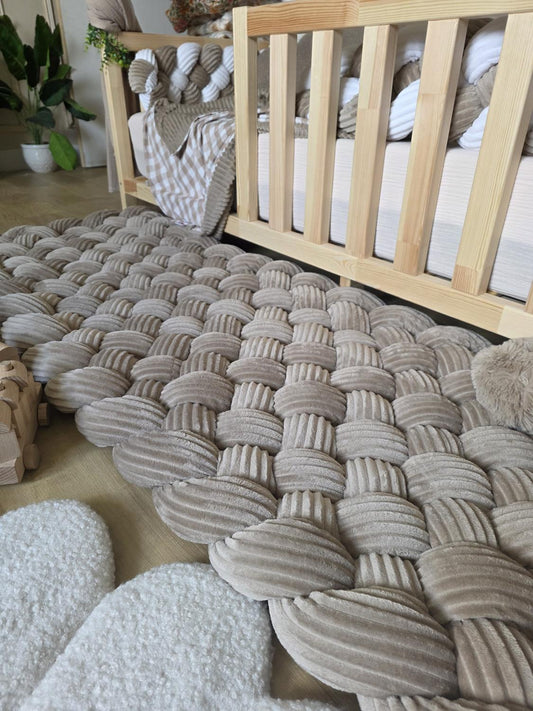 Tapis tressé 100x40cm côtelé galet