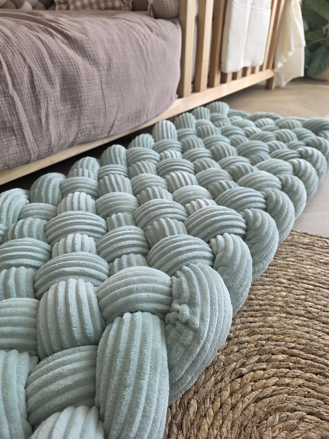 Tapis tressé 100x40cm côtelé menthe