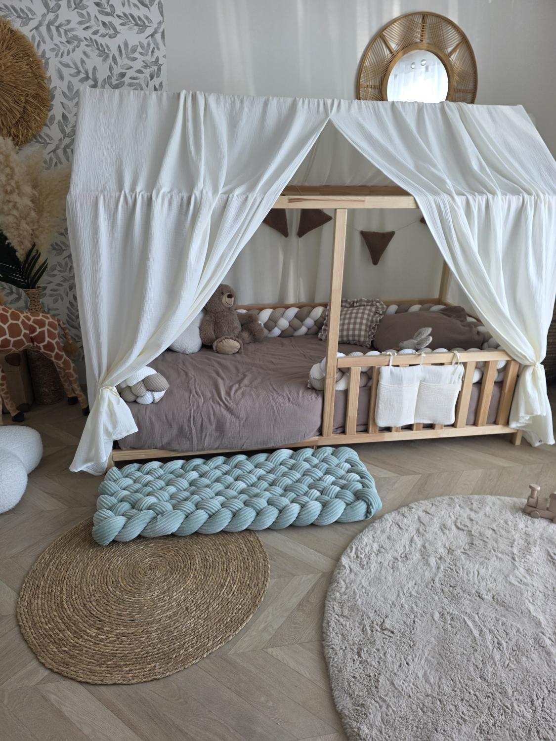 Tapis tressé 100x40cm côtelé menthe