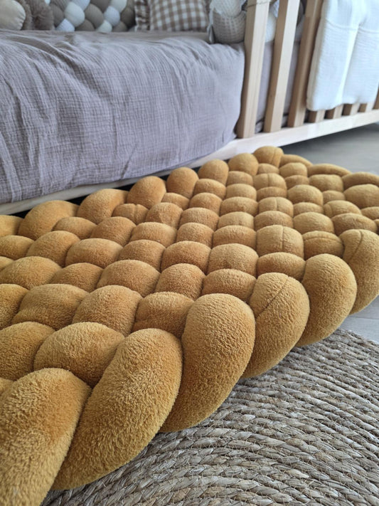 Tapis tressé 100x40cm doudou moutarde