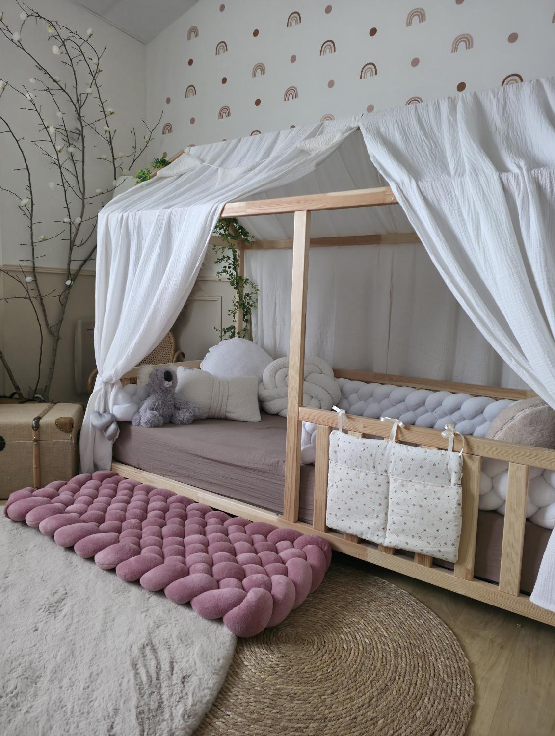 Tapis tressé 100x40cm doudou vieux rose