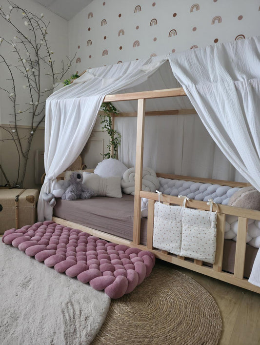 Tapis tressé 100x40cm doudou vieux rose