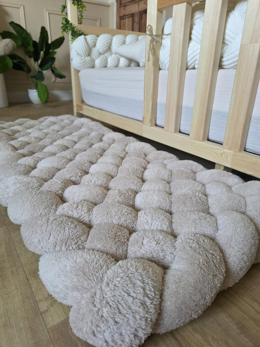 Tapis tressé 100x40cm fourrure beige
