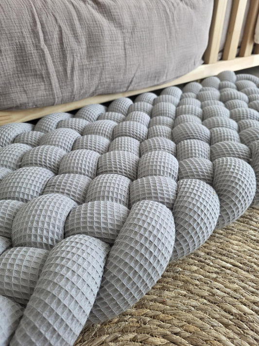 Tapis tressé 100X40cm gris souris