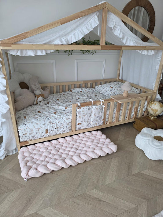 Tapis tressé 100x40cm rose pâle