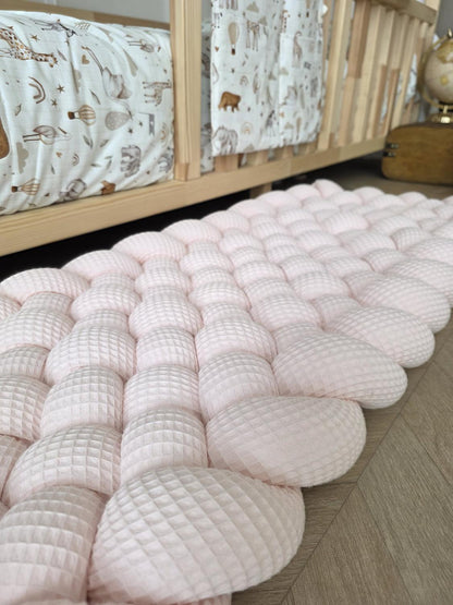 Tapis tressé 100x40cm rose pâle