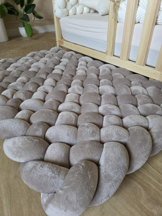 Tapis tressé 100x60cm doudou galet