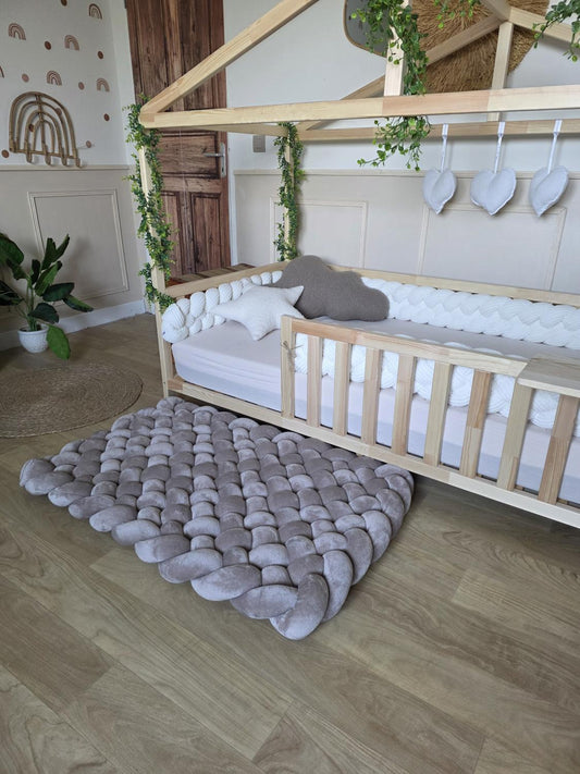 Tapis tressé 100x60cm doudou galet