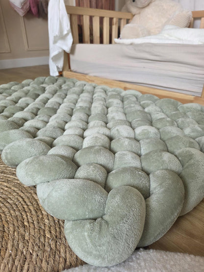 Tapis tressé 100x60cm doudou jade