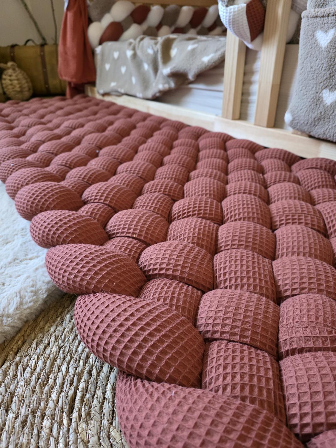 Tapis tressé 100x60cm marsala