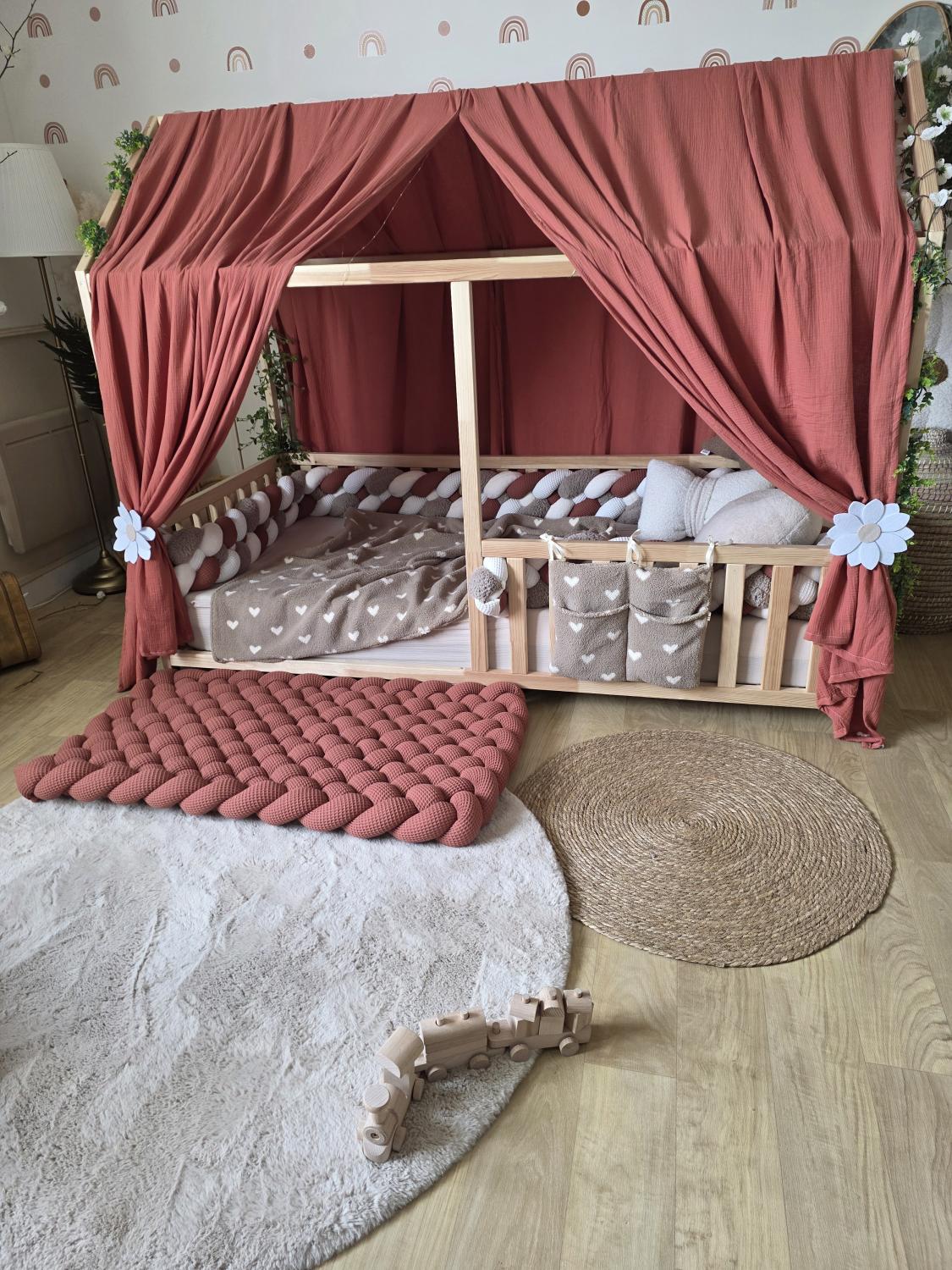 Tapis tressé 100x60cm marsala