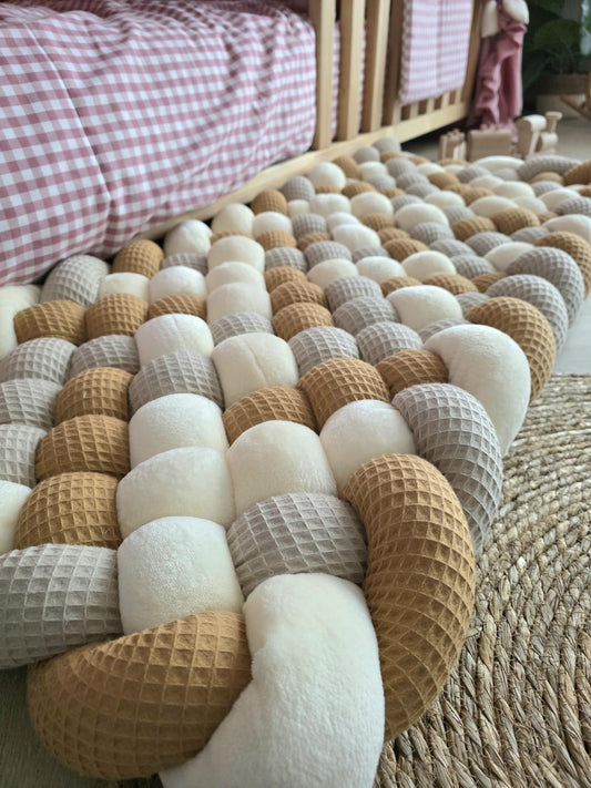 Tapis tressé 120x50cm camel beige doudou vanille