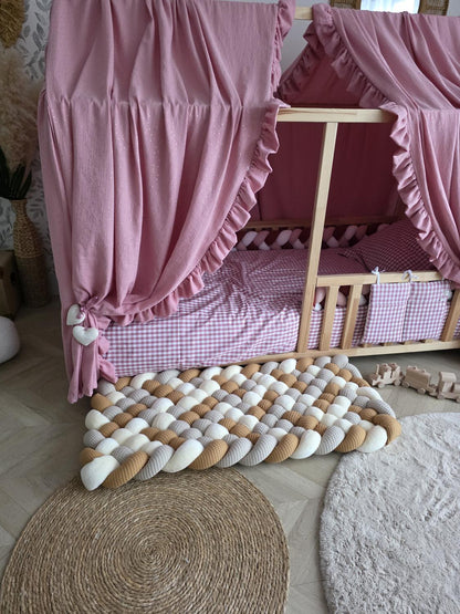 Tapis tressé 120x50cm camel beige doudou vanille