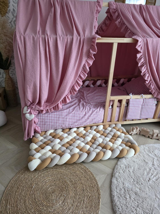 Tapis tressé 120x50cm camel beige doudou vanille