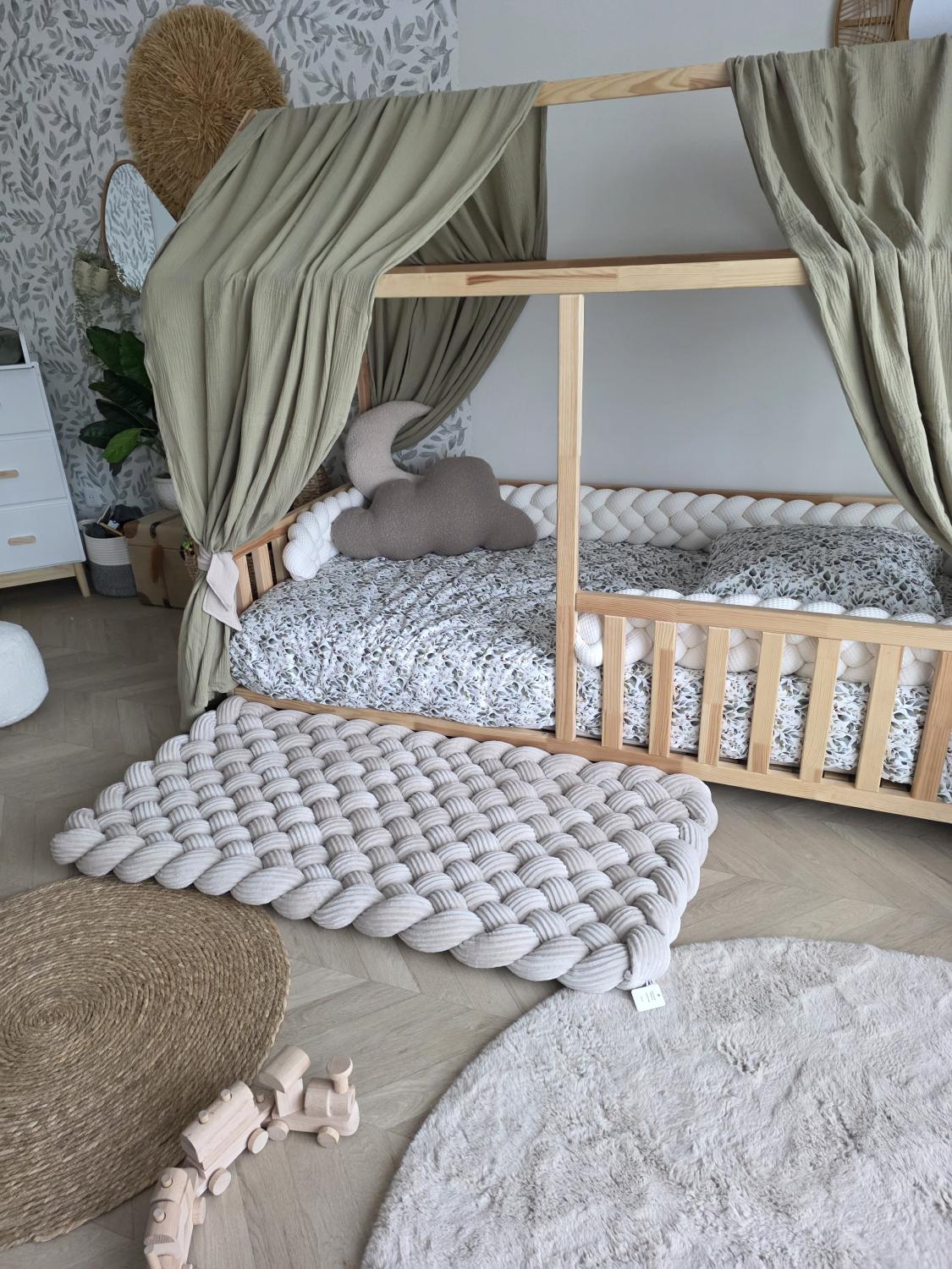 Tapis tressé 120x60 cotelé beige