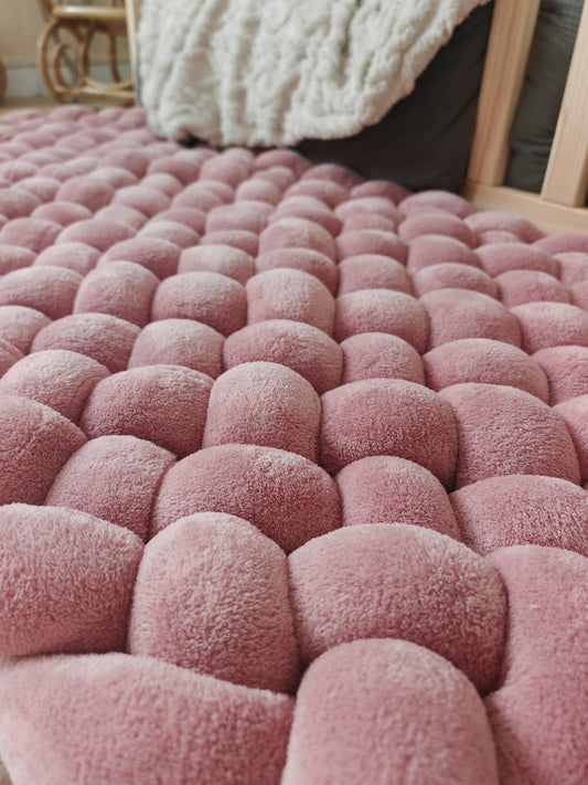 Tapis tressé 120x60cm doudou vieux rose