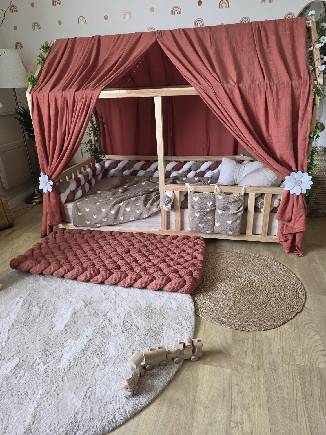 Tapis tressé 120x60cm marsala