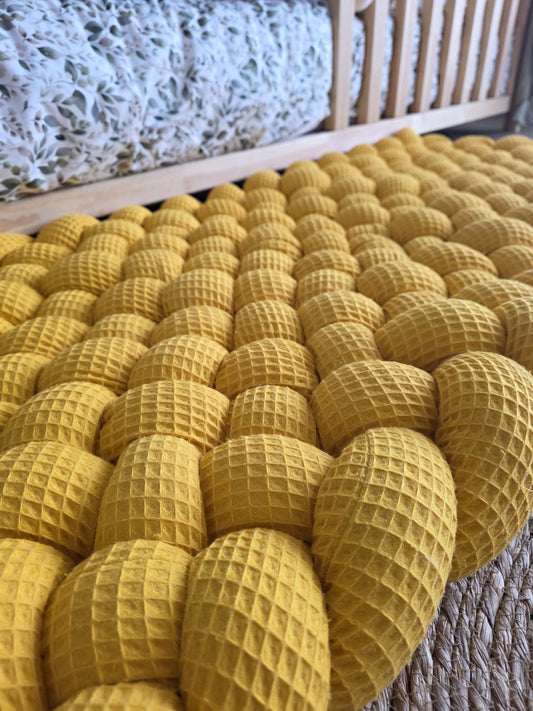 Tapis tressé 120x60cm moutarde