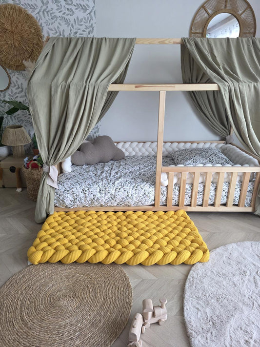 Tapis tressé 120x60cm moutarde
