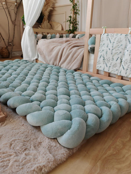 Tapis tressé 140x70cm doudou menthe