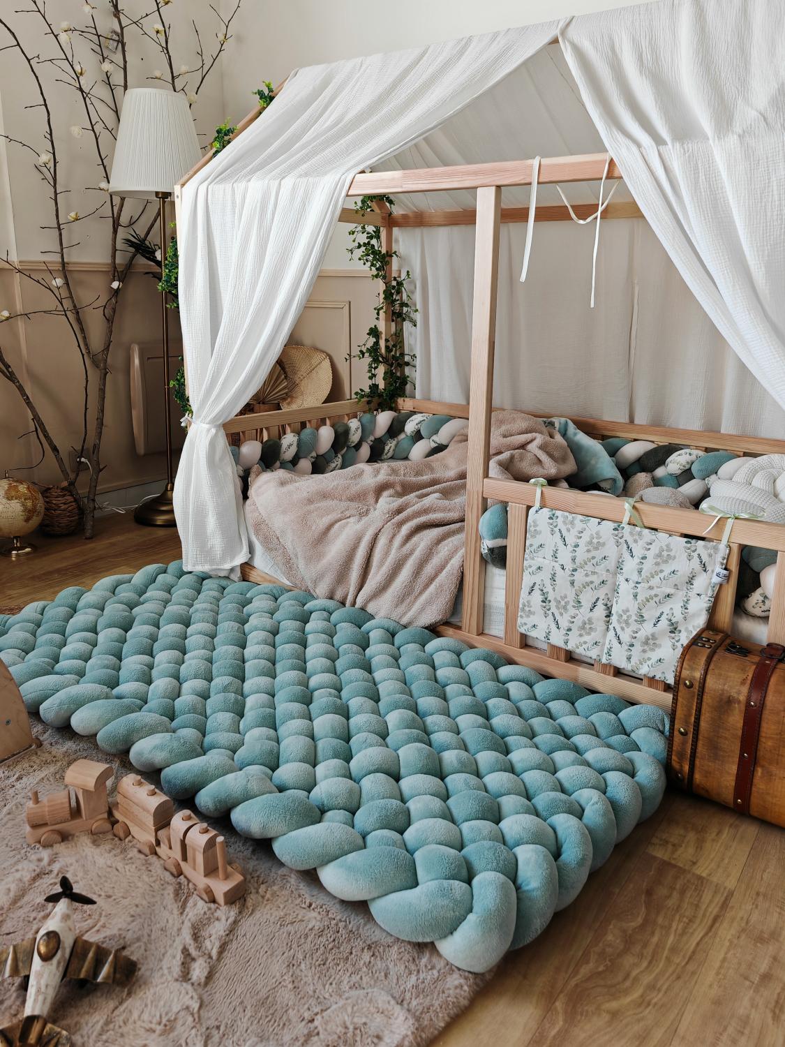 Tapis tressé 140x70cm doudou menthe