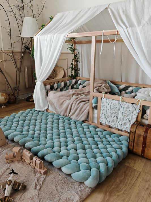 Tapis tressé 140x70cm doudou menthe