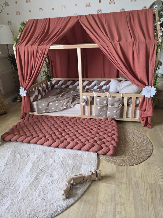 Tapis tressé 140x70cm marsala