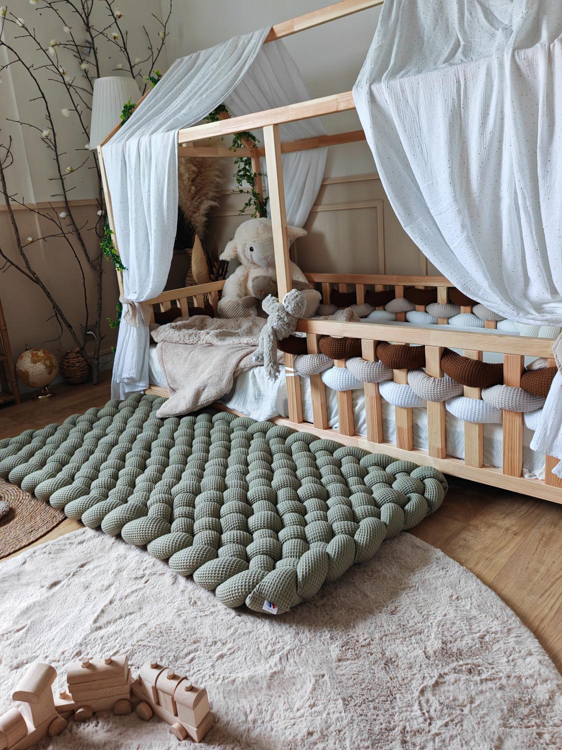 Tapis tressé 140x70cm olive