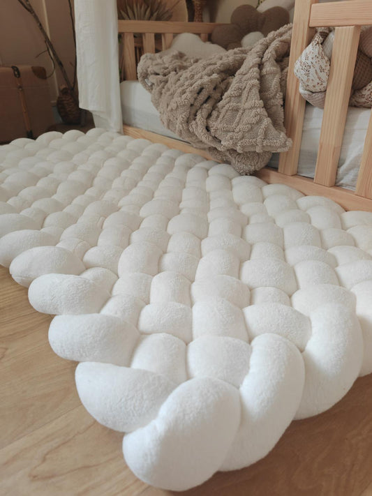 Tapis tressé 150x40cm doudou écru