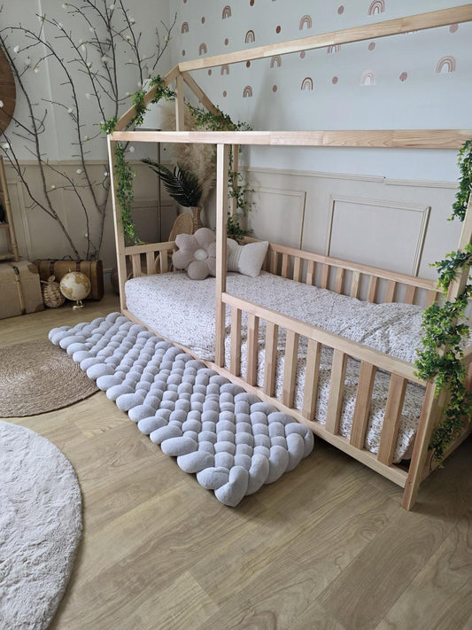 Tapis tressé 150x40cm doudou gris