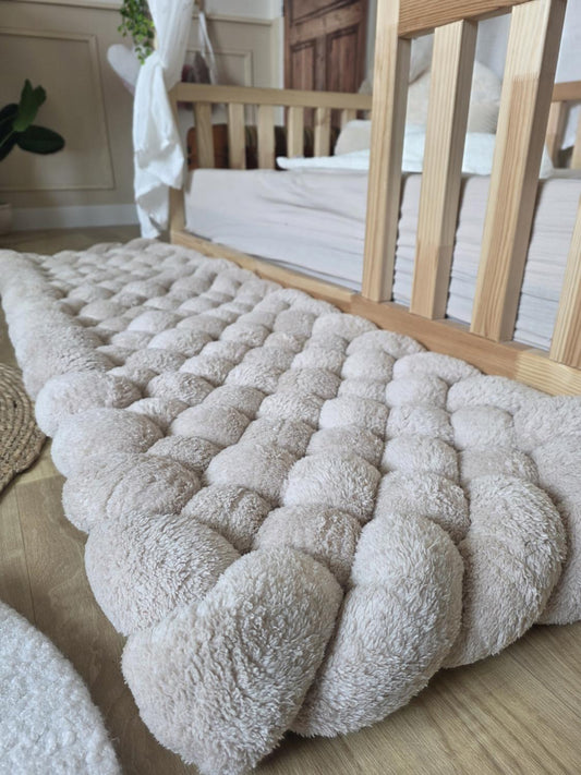 Tapis tressé 150x40cm fourrure beige