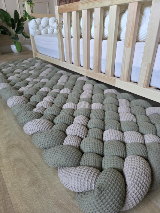 Tapis tressé 160x50cm café et olive