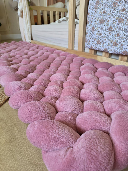 Tapis tressé 160x50cm doudou vieux rose