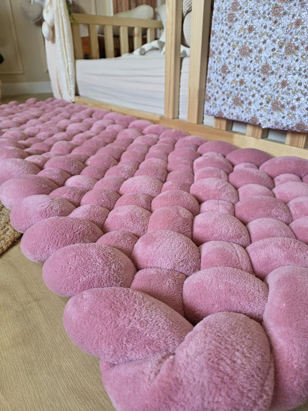 Tapis tressé 160x50cm doudou vieux rose
