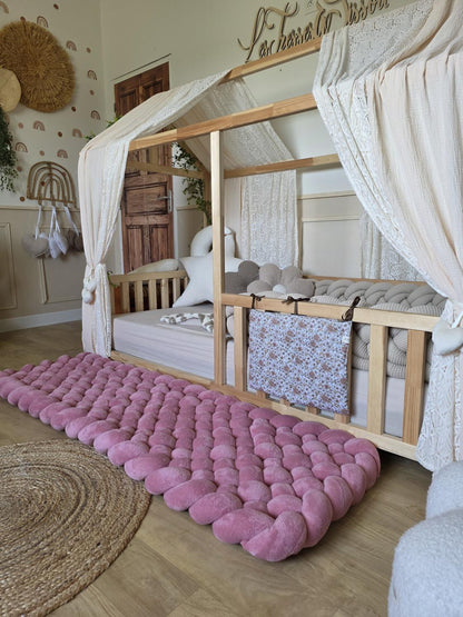 Tapis tressé 160x50cm doudou vieux rose