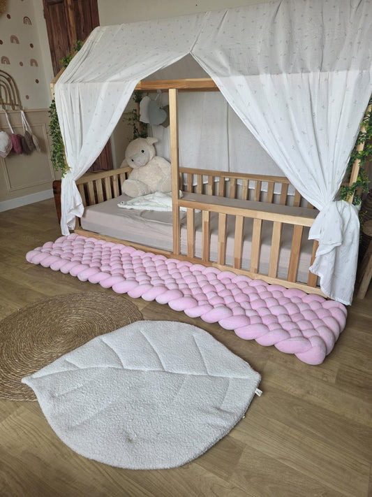 Tapis tressé 200x40cm doudou rose