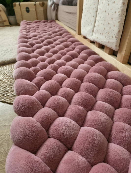 Tapis tressé 200x40cm doudou vieux rose
