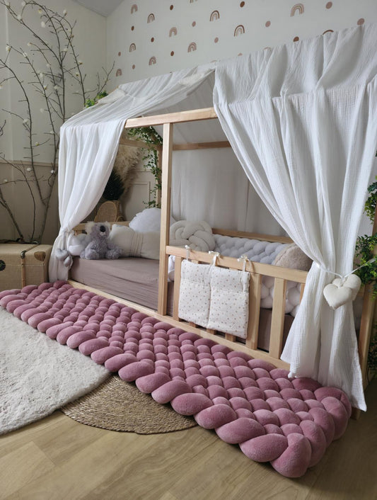 Tapis tressé 200x40cm doudou vieux rose