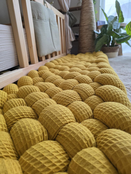 Tapis tressé 200x40cm nid d'abeille moutarde