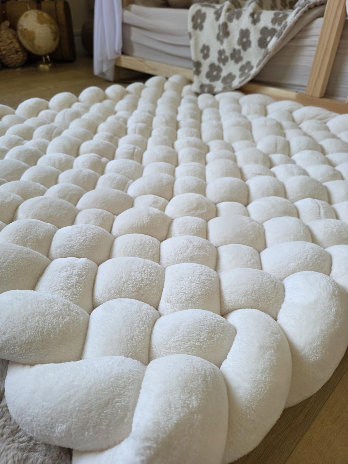 Tapis tressé 90x90cm doudou écru