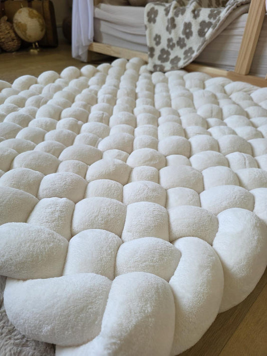 Tapis tressé 90x90cm doudou écru