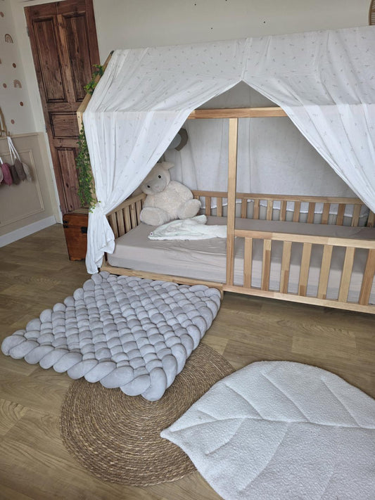 Tapis tressé 90x90cm doudou gris