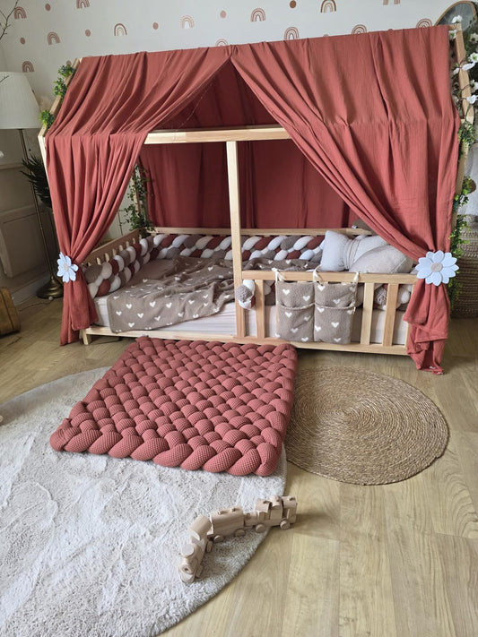 Tapis tressé 90x90cm marsala