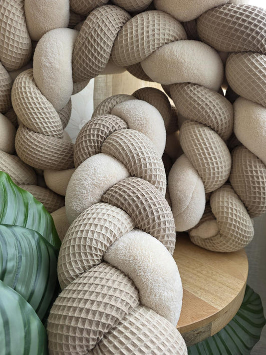 Tresse de lit 3 brins beige café et doudou beige 3m
